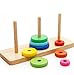 MWZ Tower of Hanoi Rainbow Stacking Rings Stcacker Board Wisdom Development Wooden Building Set Puzzle Game for Baby Kids, 3-Year-Old