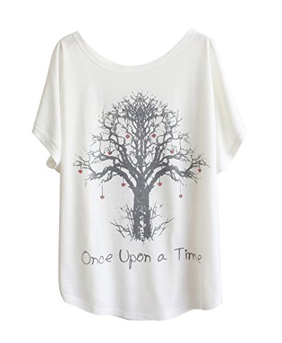 Luna et Margarita Blanco Camiseta de algodón Manga del Batwing con Print Once Upon a Time