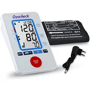 Ozocheck Fully Automatic Digital Blood Pressure and Pulse Rate Monitor For Accurate Results along with batteries and Free Adapter (1 Year Warranty)