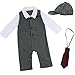 iiniim Baby Newborn Boys Gentleman Striped Romper+Hat+Necktie Outfits Formal Costumes Gray 3-6 Months