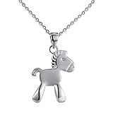 XJYA Damen S925 Silber Halskette - Zirkon Platin Weißgold Pony Gloss Anhänger Schlüsselbein Halskette