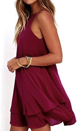 WINWINTOM Women's Adjustable Spaghetti Straps Summer Dress Sleeveless Sexy Backless Chiffon Party Dresses (Wine, XL/Bust:40.2'')