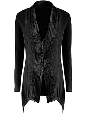 Donna Cardigan Lavorato A Maglia Cappotto Indumento Nero M