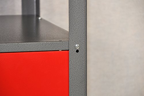 Werkbank aus Metall mit 30 mm Sperrholzplatte mit einer verschließbaren Tür, einer Schublade sowie einer Zwischenablage, Maße B 120 x H 85 X T 60 cm - 6