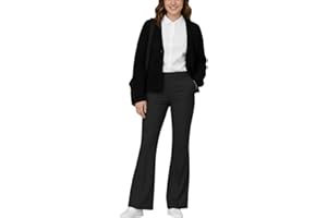 INSAFIANS Girls School Bootcut Trousers – Adjustable Waist Slim Fit Flared Leg Pants Zip & Button Fastening