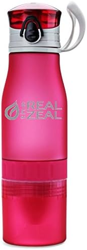 Fruit Infuser Water Bottle – Unique design – 24oz – Flip-Top BPA Free – Bonus Gifts (7 Color Options) (Pink)