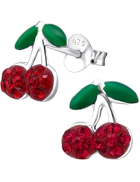 So Chic Schmuck - Kinder Ohrstecker Kirsch Kristall Sterling Silber 925