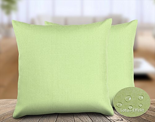Leinen Optik Kissenhüllen 2 Stück, Kissen Classic 40×40, 50×50, 40×60 Farbe und Größe wählbar (40 x 40 cm Hellgrün) - 2