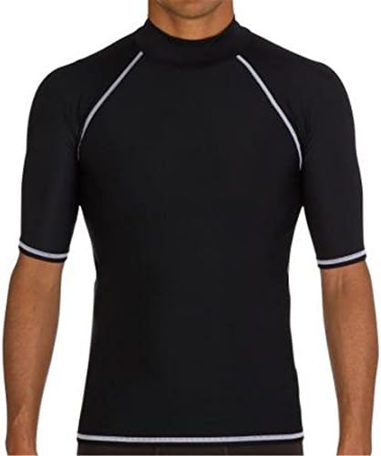 SANANG UV Sun Protection Swimwear Long Sleeve Snorkeling Swimming Surfing Diving Shirt Rashguard Tops (Black Short, XXL)