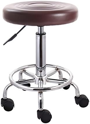 ZHDC® Stool, rotating lift bar chair high round bar stool rebound sponge wear-resistant cortical solid Haha safety bar Lazy stool (Color : Brown)