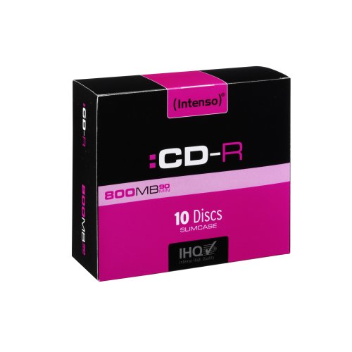 Intenso CD-R Rohlinge 800MB multispeed kratzfest Cover-Card 10er Pack Slim Case