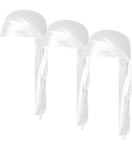 7 Pezzi Durags Seta Con Coda Lunga 107 Cm + 1 Wave Cap - Set Da 8 Pezzi Multicolore Per Onde 360, Taglia Unica Uomo