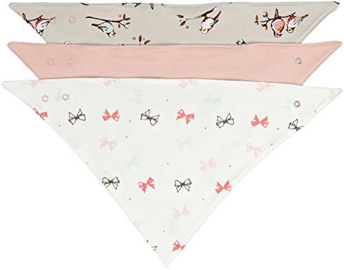Mamas and Papas Baby-Girls 3 Pack Birds Bandana Bibs Neckerchief, Multicoloured (Grey), One Size