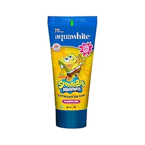 aquawhite SpongeBob SquarePants Toothpaste for Kids, Fluoride Free, Chill Gum Flavor (Bubble Gum), For Age 2-14 Years, 80 grams