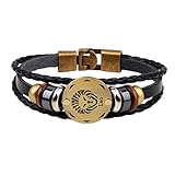 Moonuy Frauen Armbänder 12 Konstellationen Armband Modeschmuck Männer Lederarmband Persönlichkeit Armband schöne Tier Zubehör Für Frauen (G)