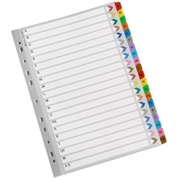 A4 A-Z Divider Multi Coloured Tabs Alphabetical Mylar (Pack Of 10