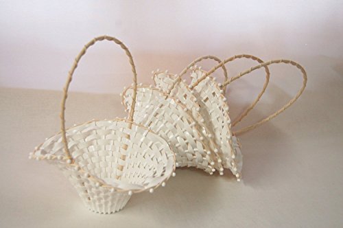 SET – 4 Stück Blumenkinderkörbchen Biedermeierkorb WEISS GROSS, ca. 24 x 17 cm - 2