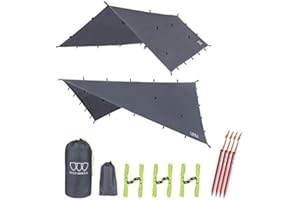 Gold Armour Rainfly Tarp Hammock, 14.7ft/12ft/10ft/8ft Rain Fly Cover, Waterproof Ultralight Ripstop Fabric, Survival Gear Backpacking Camping Tent Accessories (Gray, 10ft x 10ft)