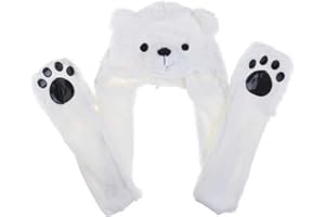 TopTie Sombrero de Oso Polar de Felpa con Manoplas Huellas de Huellas