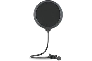 REQAG Pop Filter,Mic Con Filtro Antipop Per Blue Yeti Qualsiasi Altro Microfono,Microfono Pop Filter con Double Layer Schermo Sano Guardia Vento Schermo Popfilter per Blue Yeti e Altri Recording Studio Mic