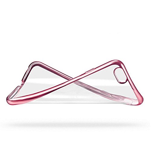 Funda Carcasa Gel Transparente Para Iphone 6   Iphone 6s Ultra Fina 0 33mm  Silicona TPU De Alta Resistencia Y Flexibilidad  Borde Rosa 