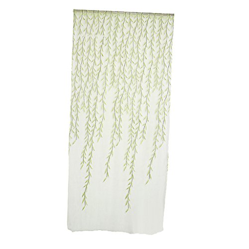 Generic Weidenzweige Pflanze Muster , Transparente Voile Vorhänge Vorhang Volant für Fenster Hochzeit im Sommer Dekoration – Grün, 200 x 100cm - 6
