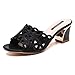 Produktbild Pantoletten Damen,Sommer Zehentrenner Stickerei Blume Platz Ferse Hausschuhe römische Sandalen Badeschuhe(Schwarz,EU 37)