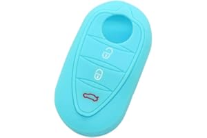 BROVACS Silikonowy pokrowiec ochronny pokrowiec skóra kurtka kompatybilna z ALFA ROMEO Mito Giulietta 159 GTA Brera 4C 3 guziki otwierany pilot na klucze CV9267 jasnoniebieski