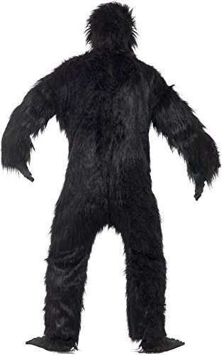 Gorilla Deluxe Kostüm Schwarz Bodysuit mit Gummi-Brust Maske Händen und Füßen, One Size - 2