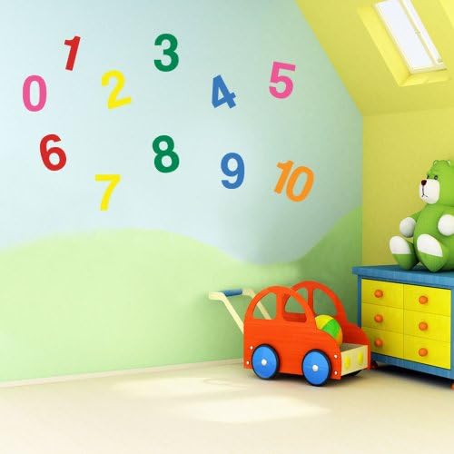 Vinyl Concept - Children’s Wall Stickers, Nursery Numbers, 1 To 10 Wall, Kids Removable, Easy To Remove, Kids Wall Stickers, Art Mural, Art Decor, Sticker Diy Deco : Lime Green - Large