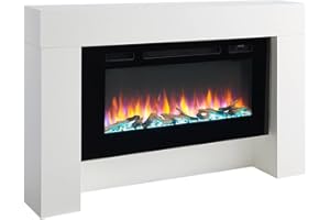 BALDERIA Chimenea eléctrica de pie Herkules | Efecto de Llama 3D | Calentador, Calefacción eléctrica 2000W | Iluminación LED | Mando a Distancia, Temporizador, Encendido programable, termostato