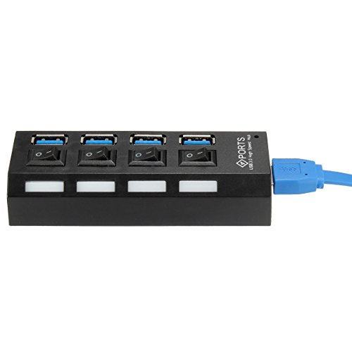 ONCHOICE USB 3.0 4Port Hub mit Schalter mit USB 3.0-Kabel für Desktop-Laptop Schwarz - 4
