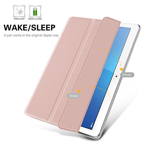 IVSO hochwertiges PU Leder Etui hülle Tasche Case – mit Standfunktion, super 360° Anti-Wrestling, ist für Huawei MediaPad T3 10.0 Tablet-PC perfekt geeignet (Rose Gold) - 6