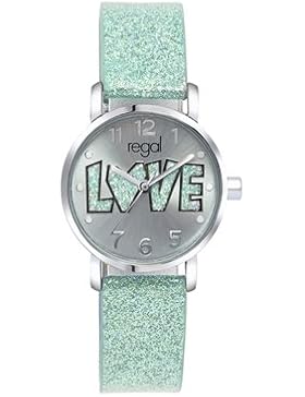 Lucardi - Regal - Regal Glitzer-Uhr mit einem mintgrünen Armband für Kinder - Edelstahl