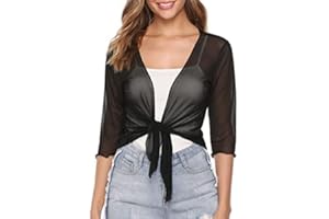 Gyabnw Bolero Damen 3/4 Ärmel Leichte Strickjacke Damen Sommer Bolero jäckchen Shrug Kurze