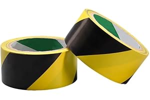 BBL BADA BUSINESS LIMITED Black and Yellow Hazard Safety Warning Tape 50mm x 33m | Pack Of 2 | Premium Extra Stong Self Adhesive Duct Tape |For Barrier & Floor Marking | Safety & Social Distancing Barrier Tape