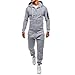 Produktbild YCGG Herren Zipped Fleece Kapuzenpullover und Schweißhose Jogginghose Kapuzenpulli Set Winter Warm Herbst Winter-Mens Hoodie Warme Fleece Zipper Sweater Jacke Outwear Mantel Hosen Sets(L,Grau-E)