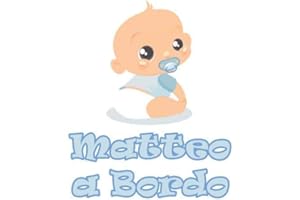 GamesMonkey Adesivo Bimbo Bimba a Bordo - - Nome Personalizzato 12 CM - Maschio - Stickers Auto Esterno Vinile Lucido (Matteo)