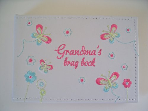 GRANDMA'S BRAG book photo album embroidered flowers butterflies ideal gift