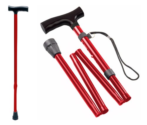 Tiga-Med - Bastón plegable (aluminio), color rojo