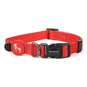 Heads Up For Tails Classic Nylon Adjustable Dog Collar - Red - M