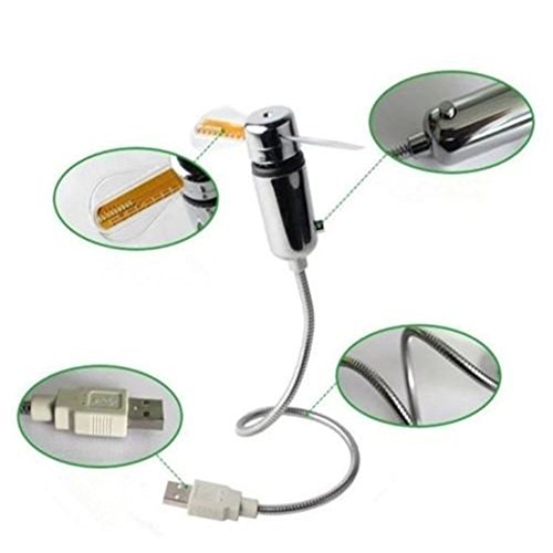 Mini-USB-Ventilator, Schwanenhals, flexibel, LED, blinkender USB-Temperatur-L¨¹fter f¨¹r PC Laptop Notebook Schreibtisch - 3