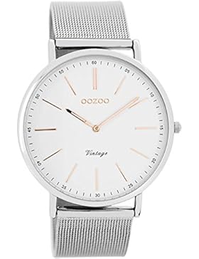 Oozoo Vintage Ultra Slim Metallband 40 MM Silber/Weiss/Rose C7387