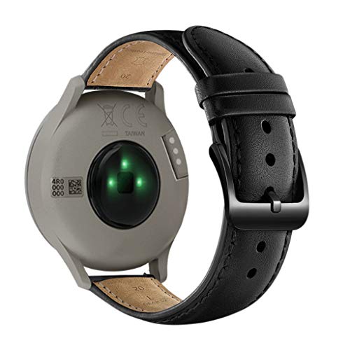 Preisvergleich Produktbild Happysdh Armband kompatibel mit Garmin vivomove HR,Smartwatch Zubehör Luxury Leather Ersatzarmband Armbänder Smartwatch für Männer Frauen (Schwarz)