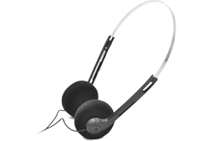 CLOCKJUAN Schwarze Retro-Over-Ear-Kopfhörer, Hi-Fi-Stereo-Kopfhörer, Mini-Stereo-Kopfhörer, leicht, mit Kabel, 80er-90er-Jahre Vintage-Headset, kabelgebunden, Kopfhörer, für die meisten Handys, Wiedergabe von