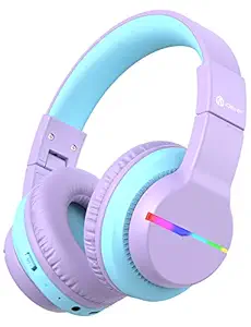 iClever Girls Headphones, Kids Wireless Headphones with 74/85/94dB Volume Limited Over Ear, 40H Playtime, Bluetooth 5.0, Kids Headphones with Mic for School/Tablet/PC/Airplane, Purple