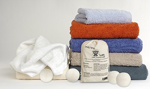 Trocknerbälle merino balls – 6 große Wollbälle aus reiner neuseeländischer Schafwolle für schnelle Trocknung und weiche Wäsche - 2