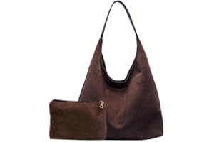 GSenhui Suede Bag Hobo Bags for Women Slouch Bag Women's Hobos Shoulder Bag Brown Suede Tote Handbag for School Work