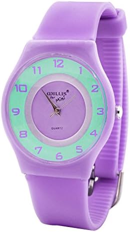 Kids Watches Candy Colour Wrist Watch for Ages 2-12 Cute Flower Butterfly Little Girls Watch Soft Comfortable Silicone Wristwatch for Children Purple