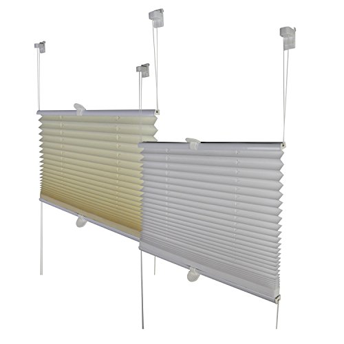 TOP MULTI Plissee Jalousie Faltrollo Klemmrollo crushed Stoff Fenster & Türen creme oder weiß verschiedene Längen und Breiten – versandkostenfrei (D) (70cm Breite x 160cm Länge, Weiß) - 2